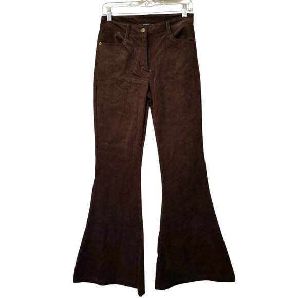 Forever 21 Corduroy Pants Women Size Medium Flared Leg Chocolate Boho Hippie NWT - Picture 1 of 16